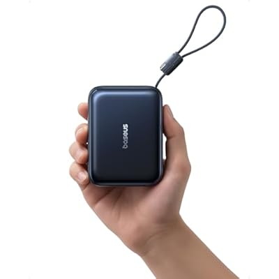 Baseus PicoGo AC22 Mini Power Bank, 20000mAh 45W PD Portable Charger Built-in USB-C Cable, Travel Essential Compact Battery Pack, Fast Charging Battery Bank for iPhone 17/16/15 Samsung S25 Pixel iPad