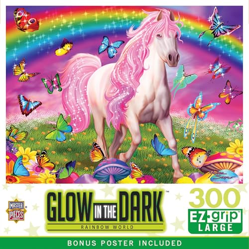 Masterpieces 300 Piece EZ Grip Glow in the Dark Jigsaw Puzzle - Rainbow World - 18x24