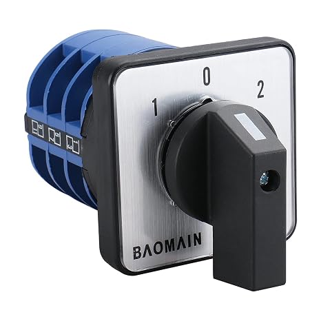 BAOMAIN 40A Rotary Cam Changeover Switch AC 660V 3-Phase 12-Terminal SZW26-40/D303.3 1-Pack 3-Position Latching Universal Cam Switch for Motor Reversing and Power Supply Transfer