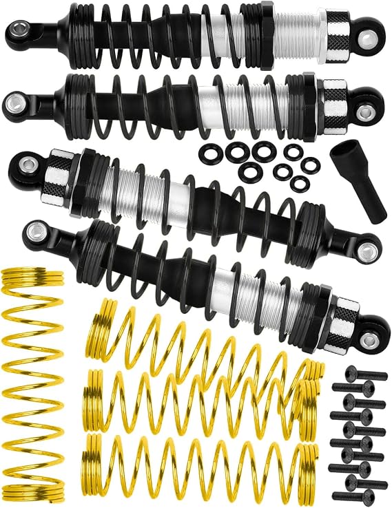 RC Upgrades Part Front Rear RC Shocks for 1/10 Jato 4WD,Jato 4X4 VXL,Aluminum Big Bore RC Shock Absorber Hops Up(4PCS),Black(#7462)